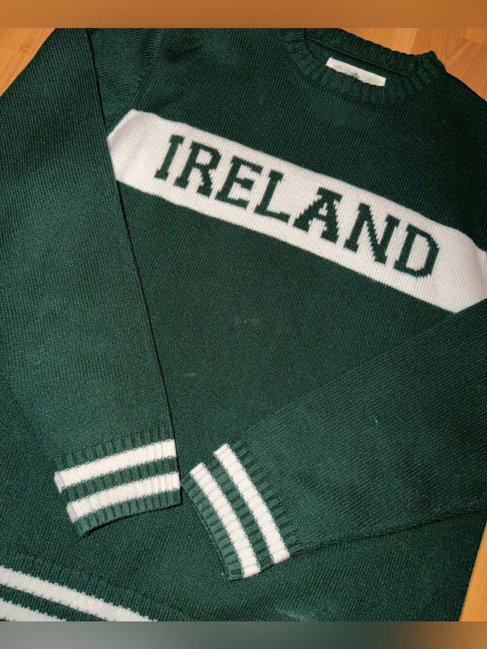 Ireland Green Knit Sweater with White Accents